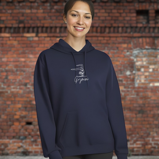 Sweatshirt à Capuche pour adulte – Design Gymnaste Classique Brodé avec Fil Blanc