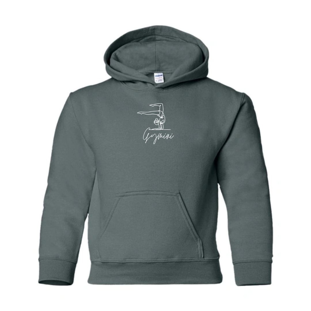 Sweatshirt à Capuche pour Enfants – Design Gymnaste Brodé avec Fil Blanc